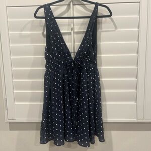White Fox Boutique Navy Polka Dot Mini Dress